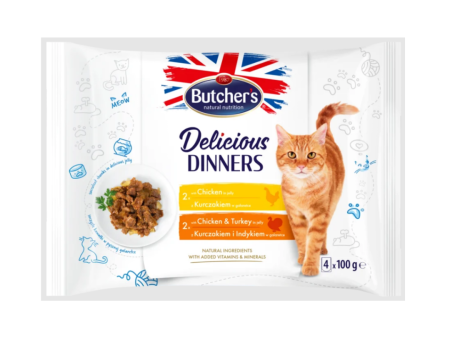 Butcher s Cat Delicious Dinners Chicken & Chichen w Turkey 4x100g Online now