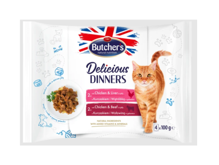 Butcher s Cat Delicious Dinners Chicken w Liver & Chicken w Beef 4x100g Fashion